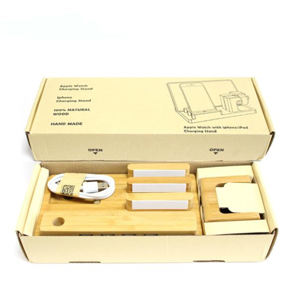 Multi - Function Wooden Mobile Charging Station 100% Nature Bamboo Material Made