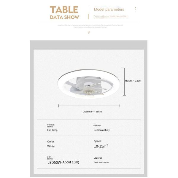 Modern and Simple Home Intelligent Remote Control Restaurant LED Round Acrylic ceiling Fan Light(WH-CLL-59)