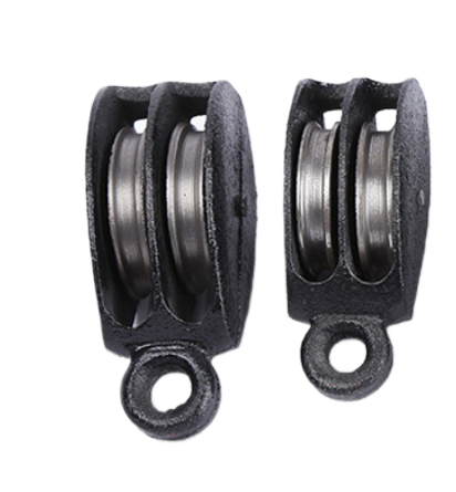 Diecast Iron pulley black color block double wheel fixed style pulley metal pulley