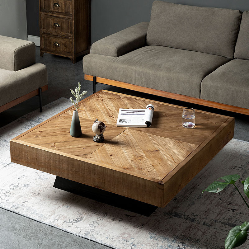 Oak Coffee Table for Living Room TV Stand and Center Table Marble Wood Adjustable Simple