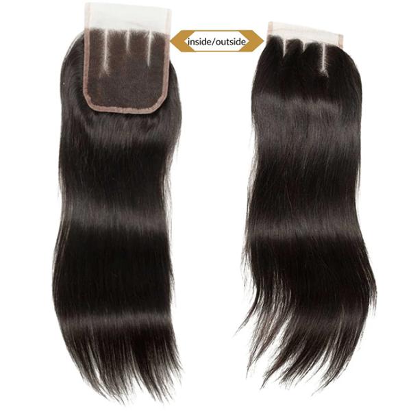 Pass The Needle Human Hair Lace Closure 4*4 Transparent Lace Body Wave Natural Black Closure