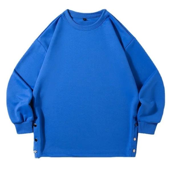                  2023 Spring New Solid Color Heavy Round Neck Hoodie Loose Fashion Couple Clothes Men′s and Women′s Long-Sleeved T-Shirt             