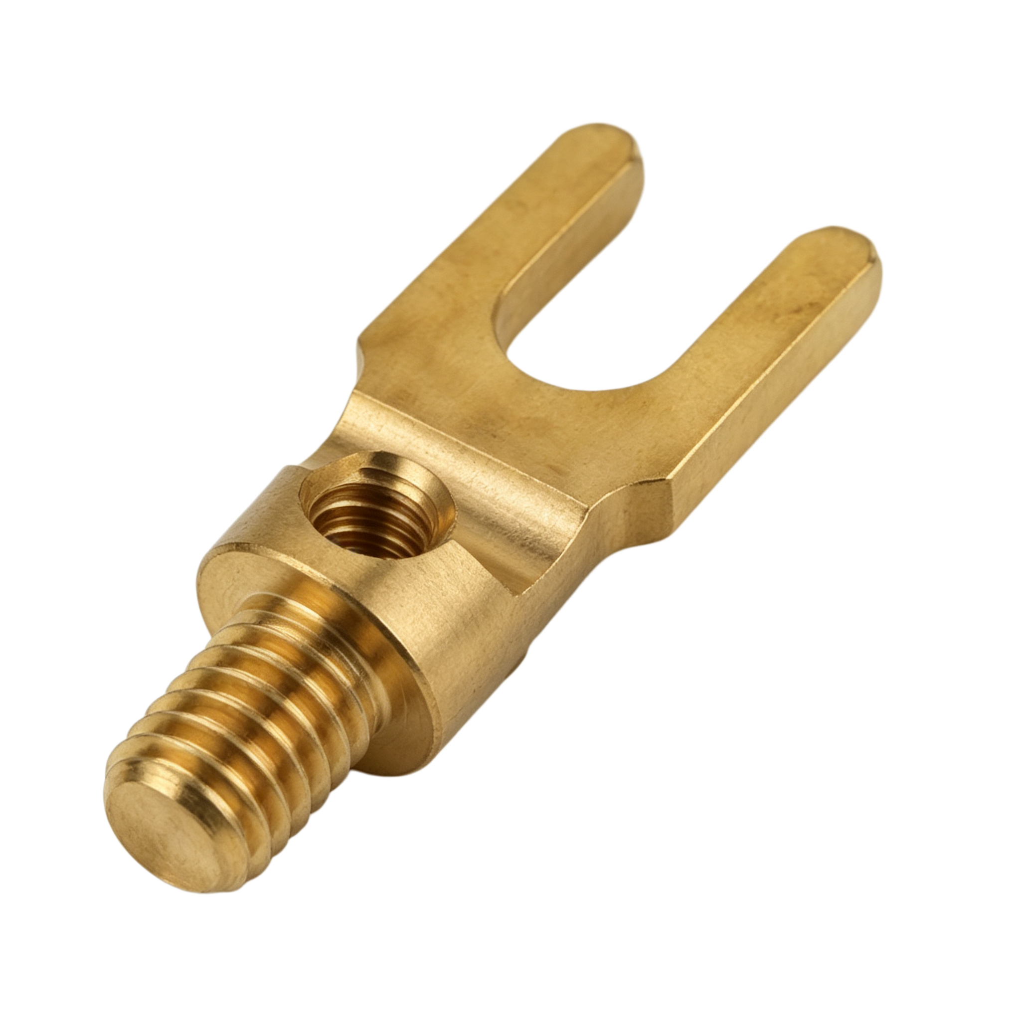 Precision CNC Machined Brass Fork Spade Terminal Adapter with High Conductivity and Corrosion Resistance