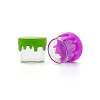 Frascos de vidro borosilicato cilíndricos com tampa de silicone 6 ml à prova de crianças mini frascos de vidro