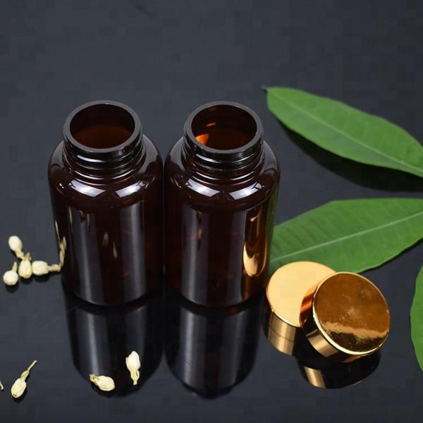 Amber 190cc Empty Pill Bottles , Aluminium Screw Cap Plastic Medicine Bottles