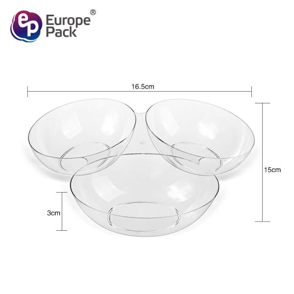 Eco friendly one time use tableware 3 compartments tray for food