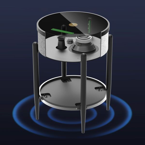 Customized Bluetooth speaker Modern Bedside Table Tempered Glass Wireless Charging Speaker two drawers