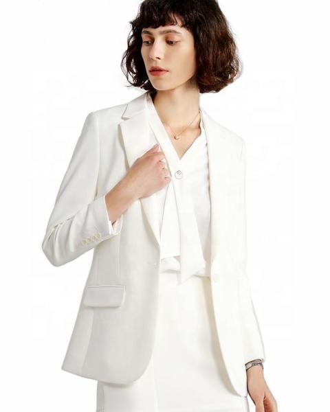 Elegant Women's Summer Suit Set for Work or Wedding Long Sleeve Pockets Woven Fabric
