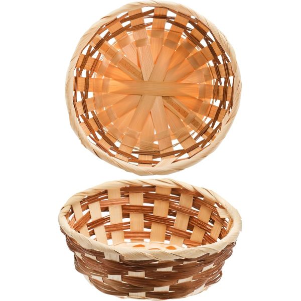 Round Gift Baskets, Bamboo Small Bread & Fruit Baskets, 7 Woven Bread Roll Baskets, Food Serving Baskets, Food Storage Basket For Kitchen Restaurant Display Decor