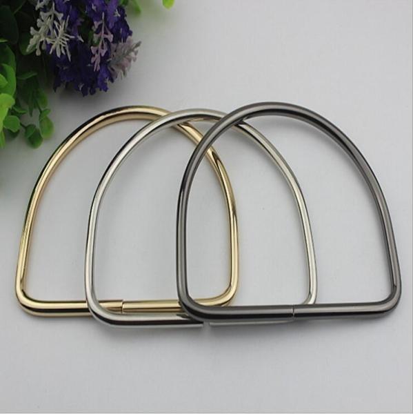 Fashion bag accessory high-grade 3 colors nickel 120 mm iron d ring metal bag handle for leather