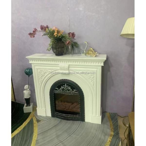 Villa Living Room Fireplace Surrounds Modern Indoor Marble Stone Fireplaces Customized