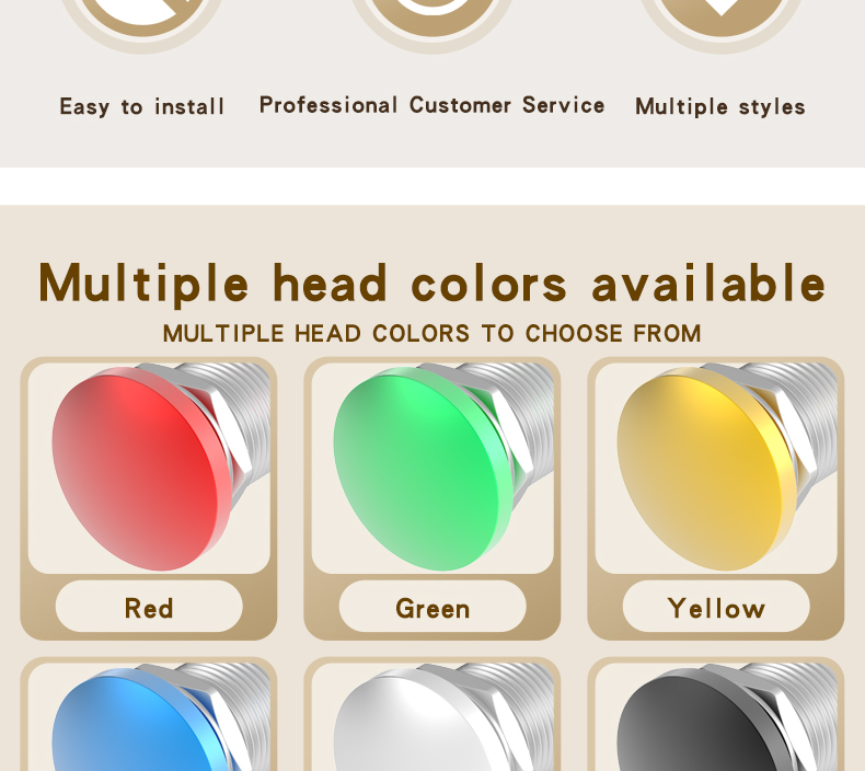 12mm self-locking mushroom head button switch NO normally open and closed momentary reset press-type red start small button