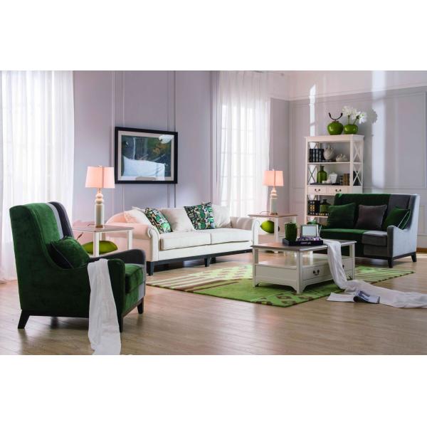 Lobby Sofa Set of European leisure style Fabric upholstered sofa chairs used wood in white painting