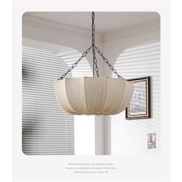 Living Dining Room Chandelier Lighting Wabi Sabi Retro Fabric Pendant Lights (WH-VP-308)