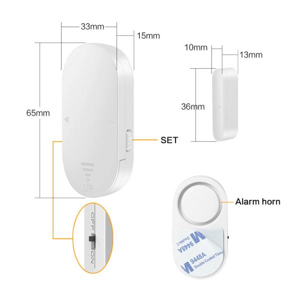 Аварийная система самолет-нарушителя сигнала тревоги датчика двери Alarm130db Анти--похитителя беспроводная