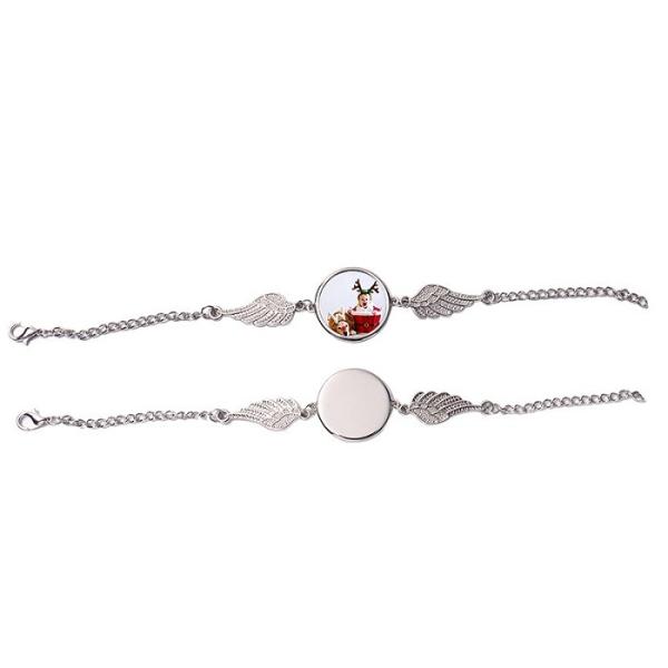 Personalized Sublimation Angel Wings Bracelet Creative Souvenir Gift Sublimation Metal Charm Bracelets
