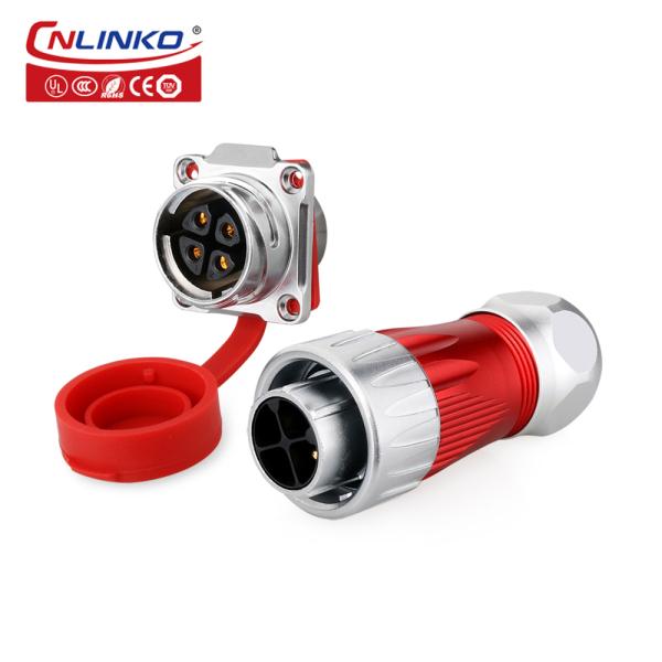 CNLINKO Industrial High Current Solar Battery Waterproof Rotary Power 220vac Male Female Plug Socket 4 Pin IP68 Connector