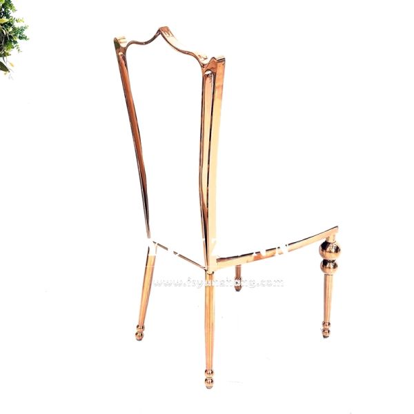 Romance Banquet Wedding Throne Dining Chair Rose Gold Durable Stainless Steel Synthetic Leather for Hotel Living Room Event