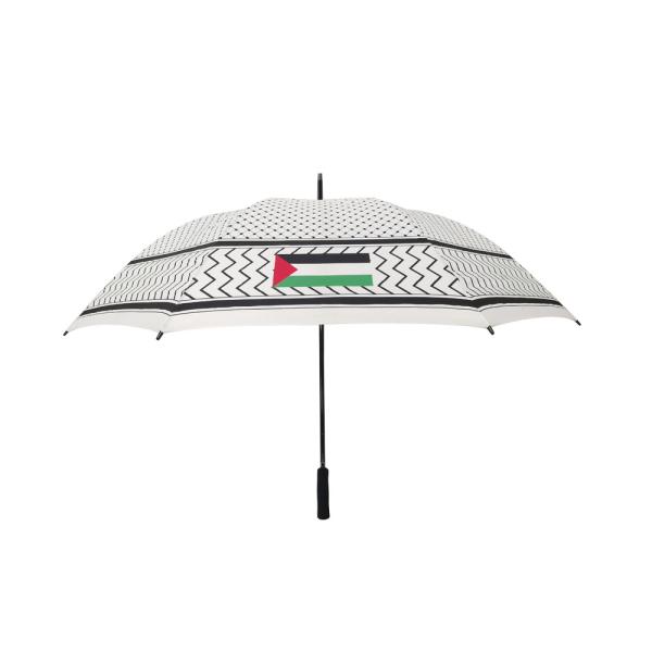 White Promotion Golf Umbrellas , Long Shaft Golf Umbrella Full Silk Screen Print