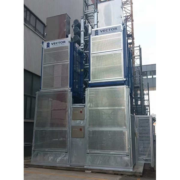 SC200/200 Double Cage Building Construction Hoist Lift CE Certification •	Frequency conversion control  Heavy duty load capacity