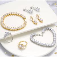 Pavez l'or de Hip Hop a plaqué le collier cubain Ring Earrings Set de bracelet de Zircon cubique de bijoux