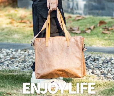 Summer Personalized Shoulder Bag Custom Logo High Quality Washable Durable Kraft Paper Tyvek Tote Handbag Reusable And Waterproof Tyvek Paper Travel Bag