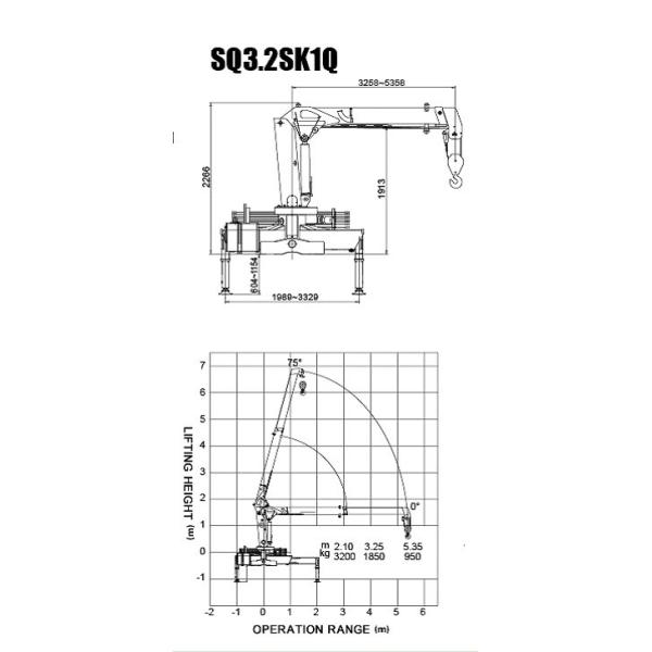 Durable Light Commercial Mobile Truck Loader Crane , 3.2 Ton Crane