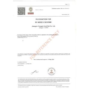 Jiangyin Yongda Cord Net Co., Ltd. Сертификации