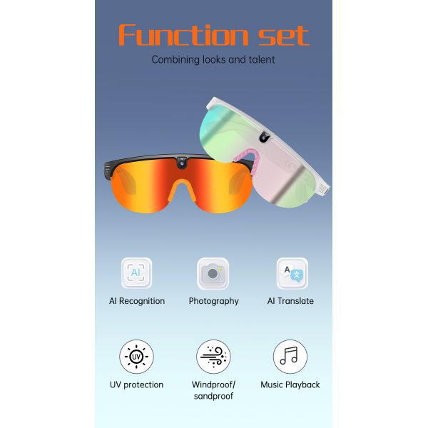 AI Sports Glasses Half-Frame Design G5 Smart Glass Al-Powered Translation