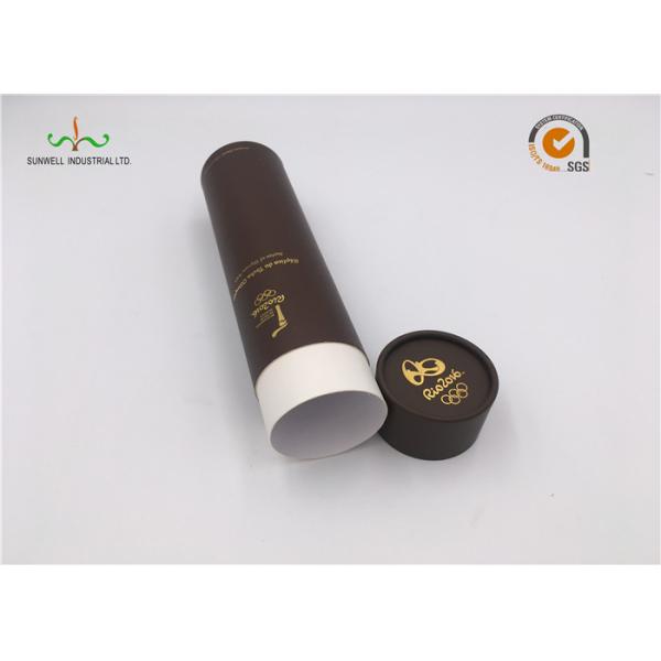 Gold Foil Printed Cardboard Cylinder Packaging / Paper Tube Packaging For Coffee