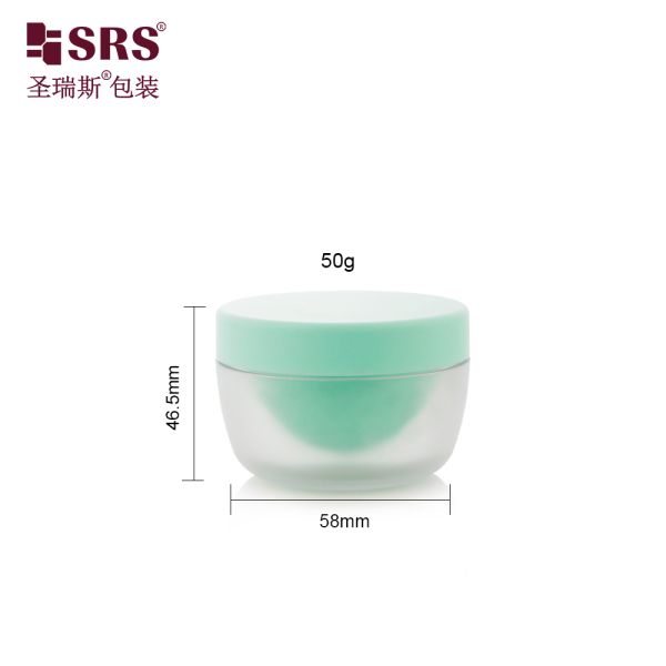SRSJS 50g Special Shape PET Double Wall Cream Jar Container For Face Cream Customize Painting Frosted Matte Finished Jars