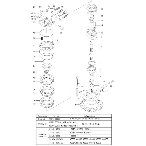 XKAY-00533 XKAY00533 Ball Guide Excavator Swing Motor For HYUNDAI R170W7 R170W7A