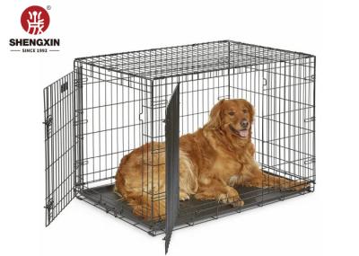 Heavy Duty Pulleys Thickened Stainless Steel Folding Dog Cage With Tray