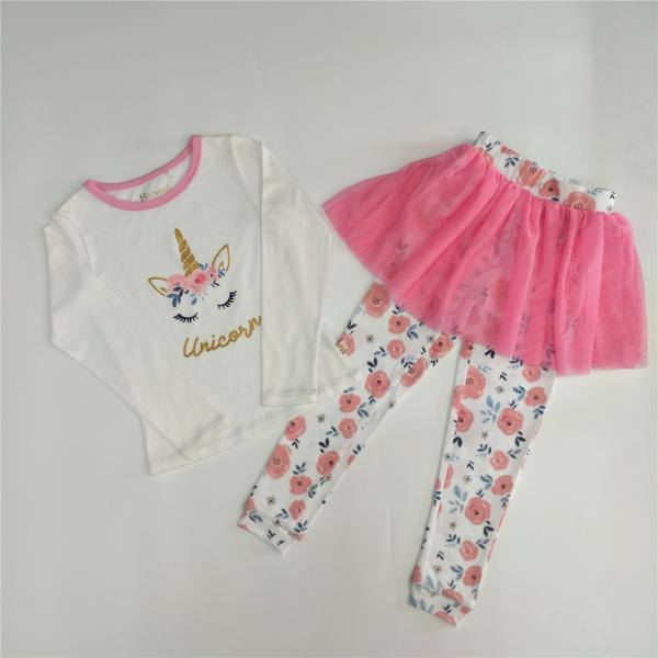 Full Print Pants Girls Princess Print Cotton Pajamas Sets for Beautiful Kids Clothing