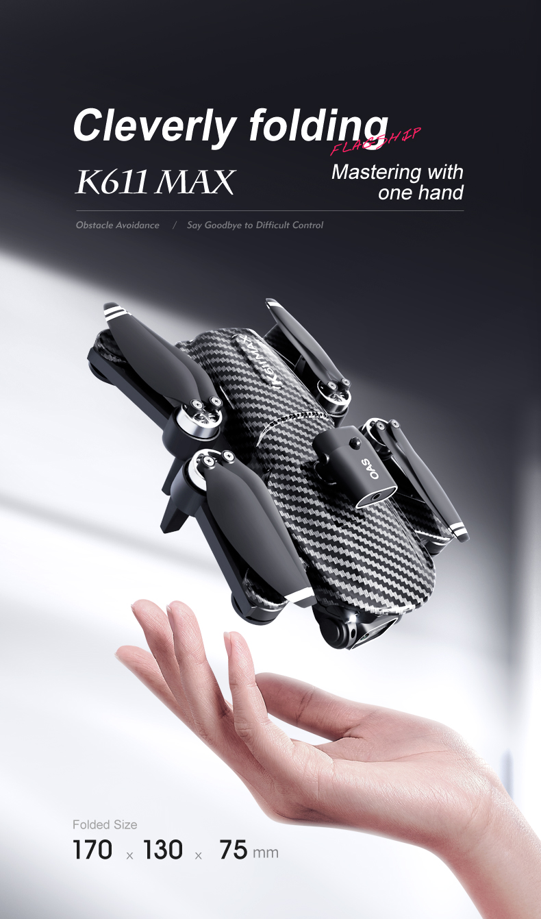 Складчивый аэрофотограф Квадкоптер K818 Max Mini Drone с 4k HD камерой Smart Brushless Motor и препятствиями
