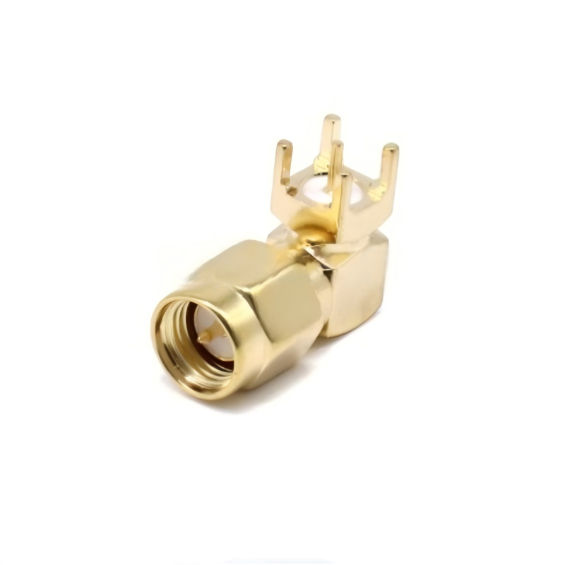 Gold Plated Brass SMA Male Right Angle PCB Connector