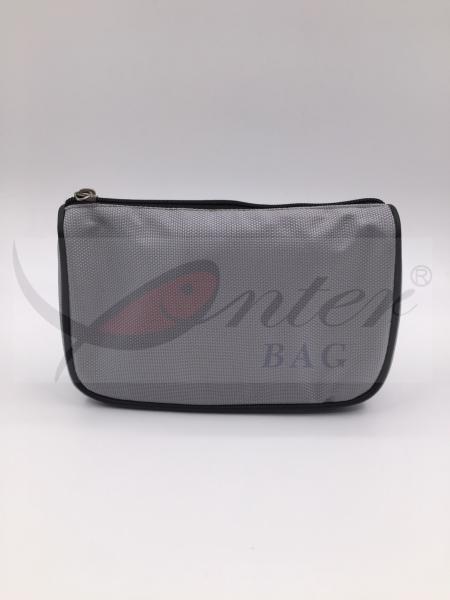Silver 1680D Polyester Travel Cosmetic Bags With Printing / Embroidery Logo 7.8X5X2