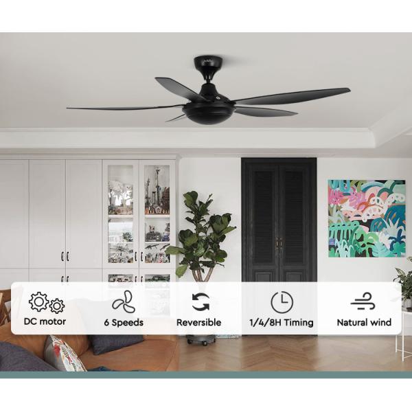 ceiling fan Потолочный вентилятор черноты мотора Dc 54 дюймов пластиковый с дистанционным управлением 6 скоростей
