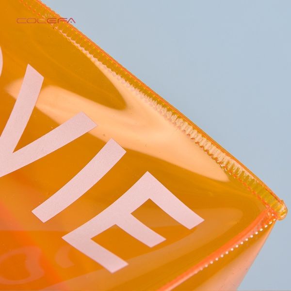 Wholesale Jelly-Color-Style PVC Bag Orange Pouch Supermarket Shopping Trendy Influencer Gift Packaging Bag with Custom LOGO