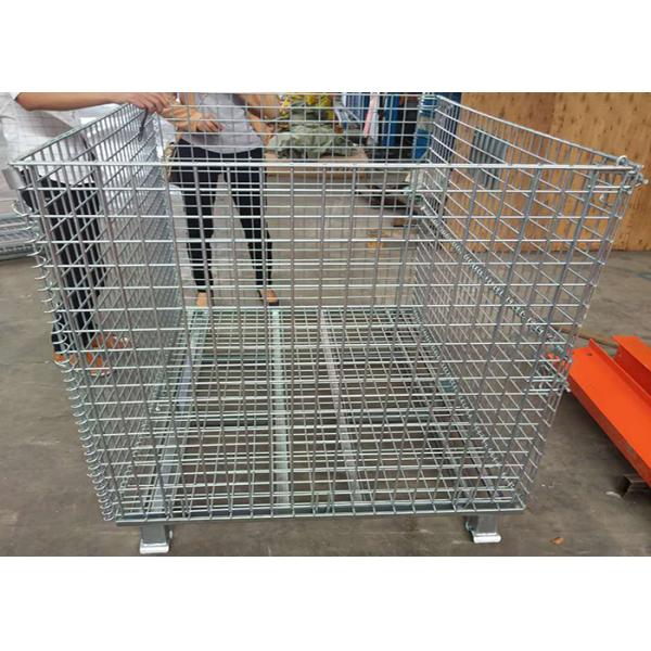 Fold - Able Galvanized Welded Metal Basket Wire Storage Cage For Warehouse
