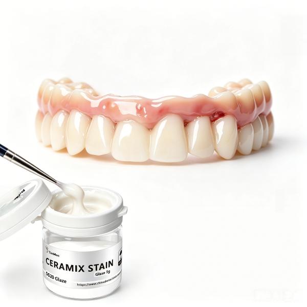 Multiple Shades non fluorescent dental low temp glaze dental ceramics coloring optimized for in dental restoration workflows