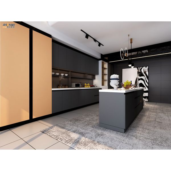 Brushed Aluminum Kitchen Cabinet with Saudi Modern Design and Display Cabinet
