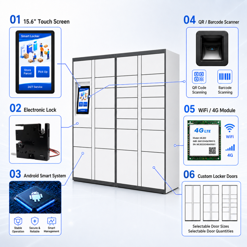 Heavy Duty Smart Parcel Locker with Android OS and Cloud-based Remote Management for Factory Workers
