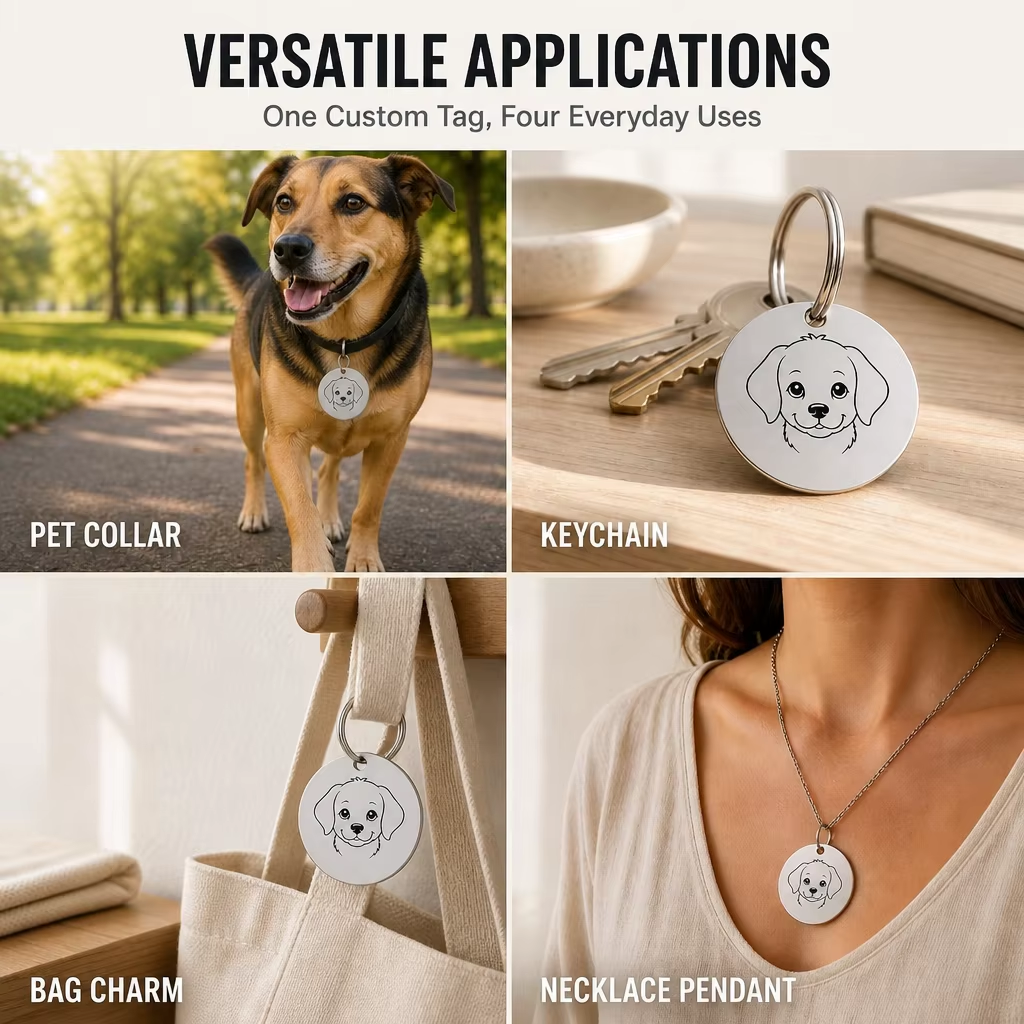 Hot Sales Customized Logo Casting Stainless Steel Animal Theme Blank QR Code for Tags Dog Pet ID Tags