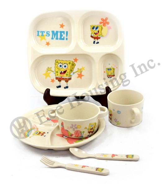 Bamboo Fiber Children Dinnerware, Bamboo Fiber Bowl For Child, Bamboo fiber spoon/ cups