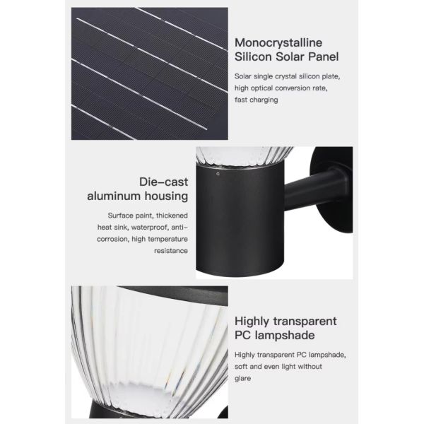 LED Solar Wall Light With Wide-Angle Illumination & Weatherproof for Villa Exterior Wall
