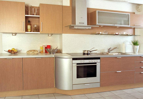 Flat MDF Kitchen Cabinet Doors Wood Grain With 450*678mm Size , OEM Service