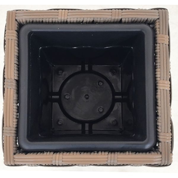 Outdoor Indoor Rattan Flower Pot Wicker Garden Square Planter
