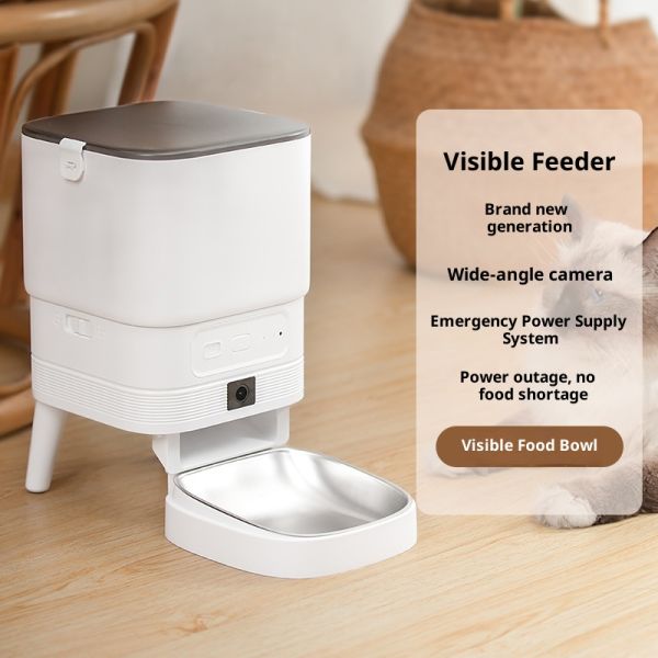 Automatic Pet Feeder Cats Dogs Charge Battery Plastic Stainless Steel Bowls Eco-Friendly Intelligent Timing Remote Video IPX5