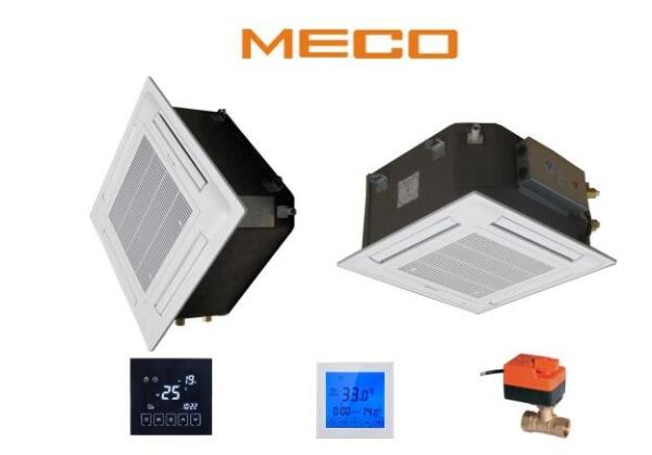 Four way ceiling cassette water fan coil unit , with build in electrical box, digital display